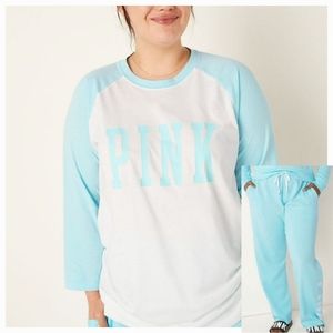 💙 XXL PINK 2pc Baseball Tee & Heritage Boyfriend Pants Set 💙